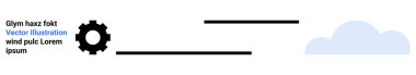 Basit bir buluta dönüşen asgari çizgilere sahip bir vites. Yenilik için ideal, süreç verimliliği, teknoloji, rüzgar enerjisi, eko-konsept, dijital dönüşüm, basit iniş sayfası