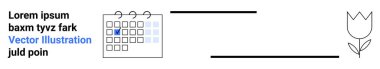Vurgulanmış bir gün takvimi, metin satırları ve planlama, organizasyon, etkinlikler, programlama, hatırlatıcılar, basitlik odaklamasını temsil eden bir lale amblemi. Etkinlik davetleri için ideal basit iniş