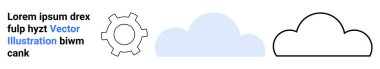 Dişliler, mavi bulutlar ve bulut teknolojisini, bağlantıyı ve yenilikleri vurgulayan ana hatlarıyla belirlenmiş bulut. Teknoloji, bilgisayar, ağ, iletişim üretkenliği için ideal yaratıcılık basit