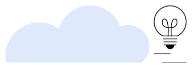 Asgari çizgilere sahip mavi bulut ve siyah ampul yaratıcılığı, yeniliği, teknolojiyi, iletişimi, beyin fırtınasını, enerjiyi ve bulut hesaplamasını önerir. Takım çalışması, teknoloji ve fikirler için ideal.