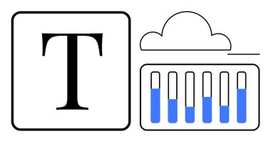 Bulut simgesi, metin ve ilerleme çubukları mavi ile veri depolama veya ilerleme dağılımını gösterir. Bulut hesaplama, web uygulamaları, veri yönetimi, teknoloji kavramları, geliştirme araçları, dijital analiz için ideal