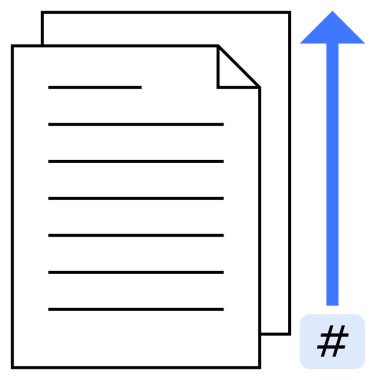 Metni temsil eden satırlar, yukarı doğru giden ok dosya yüklemesini gösteren belgeler ve indekslemeyi veya etiketleri gösteren bir üstveri kutusu. Bulut depolama, dosya paylaşımı, belge yönetimi, veri için ideal
