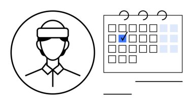 Çemberin içinde, işaretli tarihler ve işaretli bir takvimin yanındaki vesikalık fotoğraf. Planlama, organizasyon, verimlilik, teslim tarihleri, rutin, devamlılık için ideal, düz basit metafor