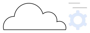 Yumuşak kenarlı bulut çizgisi ince bir dişli ve çizgiler veri hareketini akla getiriyor. Teknoloji, bilgisayar, ağ, entegrasyon, yenilik, depolama, yönetim için idealdir. Temiz daire