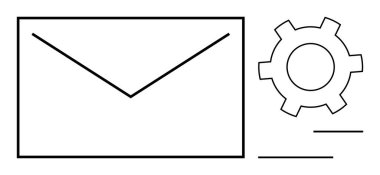 Zarf ve dişli dişli, e-posta iletişimini ve ayarları sembolize ediyor. E- posta kurulumu, dijital araçlar, iş akışı optimizasyonu, iletişim stratejisi, otomasyon, üretkenlik, basit