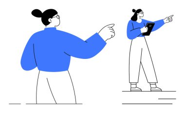 Profesyonel bir jest yaparak bir tablet tutuyor, fikirleri, iletişimi ve liderliği vurguluyor. Takım çalışması, karar verme, sunumlar, işbirliği, yenilik eğitimi için ideal