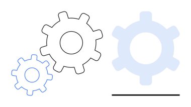 Değişen boyutlarda üç mekanik vites işbirliği, yenilik ve sistem verimliliğini simgeliyor. Takım çalışması, strateji, mekanik, mühendislik, imalat, teknoloji ve iş akışı için ideal
