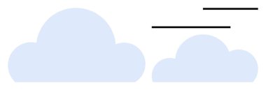 İnce siyah yatay rüzgar işaretli iki açık mavi bulut. Basitlik ve atmosferik hareketi çağrıştırıyor. Hava, doğa, sakinlik, minimalizm, dijital uygulamalar, açık hava, sürdürülebilirlik için ideal