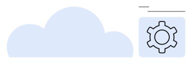 Bulut tasarımı, konfigürasyon, entegrasyon ve teknoloji çözümlerini gösteren dişli simgesi ile eşleştirildi. Sunucu, yazılım, teknoloji, yenilik, veri depolama, basit iniş sayfası için ideal
