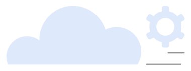 Bitişik dişli simgesi ve yatay çizgileri olan yumuşak mavi bulut yapılandırmayı, servis yönetimini ve veri alışverişini temsil ediyor. Teknoloji, ağ, yenilik, otomasyon, uygulamalar için ideal