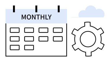 Aylık yerleşim planı, teçhizat ve bulut renklendirme takvimi, görevler ve verimlilik takvimi. Çalışma akışı, planlama, zaman yönetimi, organizasyon dijital üretkenlik otomasyonu için ideal basit