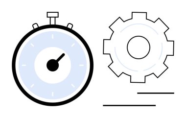 Zaman, verimlilik, verimlilik ve sistem optimizasyonunu temsil eden ana teçhizatın yanında bir de sttopwatch. Proje yönetimi, takım çalışması, strateji, işlemler, iş akışı ve görev öncelikleri için ideal