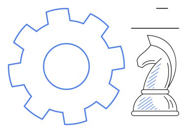 Büyük teçhizat ve satranç şövalyesi stratejiyi, süreci ve yeniliği simgeliyor. Takım çalışması, liderlik, planlama, karar verme, sistemler optimizasyon yaratıcılığı için ideal. Düz basit
