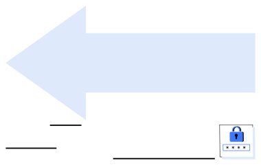 Güvenli şifre simgesine sahip sola bakan geniş ok güvenli navigasyon, veri koruması veya gizlilik taşır. Siber güvenlik, erişim yönetimi, güvenlik, dijital güvenlik, güvenli süreçler için ideal