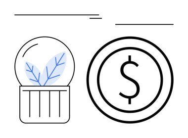Şeffaf kubbenin içine bir dolar sikkeyle eklenir. Çevre dostu yatırımları temsil eder. Sürdürülebilirlik, yeşil ekonomi, yenilenebilir enerji, finans, eko-ticaret, koruma, basit