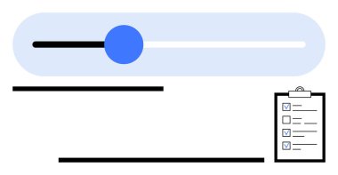 Mavi kaydırma izleme süreci işaretli ögeler içeren bir kontrol listesi ile eşleştirildi. Proje yönetimi, ilerleme izleme, görev örgütü, hedef belirleme, verimlilik uygulamaları, değerlendirme ölçümleri için ideal