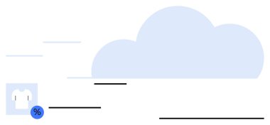 Büyük bulut, yüzde simgesi ve veri depolama, satış analizi ve ekomünikasyonu temsil eden giyim sembolü. Perakende, teknoloji, ecommerce, veri satış yeniliği dijital dönüşüm için ideal