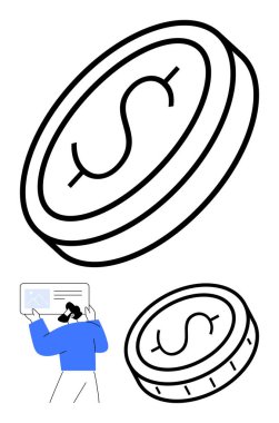 Bakış açısına göre çok büyük bir para. Profesyonel bir iş adamı ekranı inceliyor. Finans, yatırım, ekonomi, iş büyümesi, çevrimiçi ödeme, fintech, basit iniş sayfası için ideal