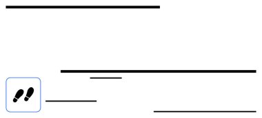Değişen kalınlığın soyut yatay elementlerinin yanında ayak izi simgesi. Navigasyon, ilerleme, yolculuk, basitlik, yön, minimalizm, düz basit metafor için ideal
