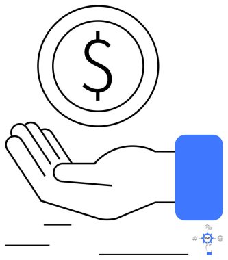 Parayı, parayı, parayı, ekonomiyi, yatırımı veya tasarrufu sembolize eden bir madeni parayı destekleyen elini aç. Finans, hayır kurumu, finansman, iş bankacılığı gelir bütçesi için ideal. Düz basit metafor