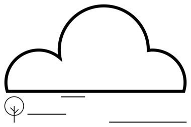 Küçük bir ağaç ve soyut yatay çizgilerin yanında büyük bulut şekli, doğayı, basitliği, sükuneti, çevreyi, minimalizmi, tasarım estetiğini ve düz basit metaforu çağrıştırıyor.