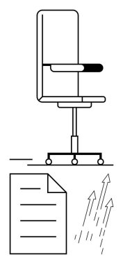 Ofis başkanı iş ortamını simgeler, kağıt belge görevleri simgeler ve oklar ilerlemeyi simgeler. Üretkenlik, kariyer, başarı, ofis kültürü, büyüme hedefleri motivasyonu için idealdir. Düz