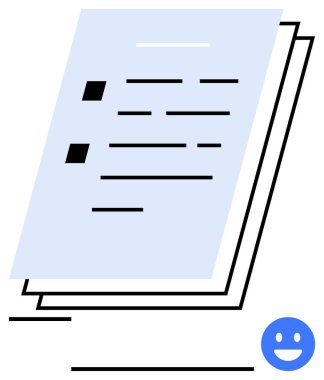 Kontrol listesi biçimindeki ögelere sahip belge yığını ve gülümseme simgesi, görevleri, hedefleri ve başarıları sembolize ediyor. Üretkenlik, organizasyon, planlama, iletişim, ilerleme ekip çalışması için ideal