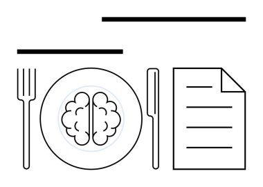 Çatal, bıçak ve kâğıttan yapılmış bir tabağın üzerindeki beyin entellektüel beslenme ve öğrenmeyi akla getiriyor. Eğitim, yaratıcılık, problem çözme, eleştirel düşünme, zihin eğitimi, algı düzlüğü için ideal