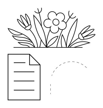 Bir belgenin ve noktalı bir eğrinin üzerinde açan çiçekler yaratıcılığı, doğayı, değişimi, gelişimi, çevresel bakımı, eğitimi ve sürdürülebilirliği sembolize eder. Planlama için ideal, çevre dostu farkındalık