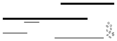 Yatay siyah çizgiler, sağ taraftaki dağınık dairesel nesnelerle kompozisyon boyunca sıralanır. Denge, yapı, basitlik, soyutlama, tasarım, hizalama, düz basit