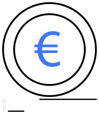 Konsantrasyon çemberlerinin içindeki mavi Euro sembolü yukarı doğru ok ve çizgiler ise finansal büyümeyi gösteriyor. Ekonomi, finans, iş, yatırım, bankacılık, tasarruf, basit iniş sayfası için ideal