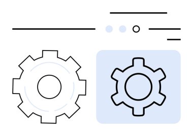 Web arayüzü düzeni, çizgileri ve noktaları olan dişli ayarları simgesi. Teknoloji, optimizasyon, web tasarımı, iş akışı, yazılım araçları, otomatik iniş sayfası için ideal