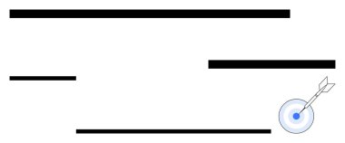 Ok tam olarak mavi hedef çemberini deliyor, doğruluğu, odaklanmayı, başarıyı ve hedeflenen başarıyı simgeliyor. Hedefler, üretkenlik, iş stratejisi, karar verme mekanizması liderliği için ideal