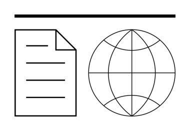 Küresel iletişim, bilgi paylaşımı ve ağ oluşturmayı temsil eden bir dünya ile birlikte belge dosyası. Teknoloji, eğitim, uluslararası ticaret, içerik stratejisi ve küreselleşme için ideal