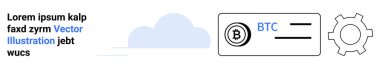 Şifreli para birimi cüzdan sembollü Bitcoin logosu engelleme ayarları ve kişiselleştirmeyi temsil eden dişlilerle birlikte. Kripto para birimi, finans, blok zinciri, fintech tasarım, bulut depolama, para için ideal