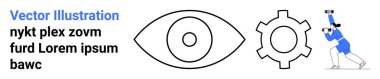 Göz, dişli, dürbün ile görsel, teknoloji ve keşfi temsil ediyor. Yaratıcılık, yenilik, keşif, iş stratejisi takım çalışması için ideal basit iniş sayfası