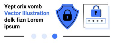 Kilit simgesi olan bir kalkan, şifre giriş alanı ve soyut şekiller. Teknoloji, güvenlik, gizlilik koruması, dijital güvenlik, ağ koruması, kullanıcı kimlik doğrulaması için ideal