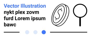 Dolar işaretli büyüteç ve para para para para, iş ve büyümeyi vurguluyor. Finans, analitik, yatırım, pazarlama, ekonomi ve basit iniş sayfaları için ideal