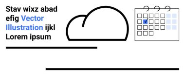 Bulut grafiği, takvimde işaretli bir tarih, yer tutucu metin. Program, planlama, zaman yönetimi, çevrimiçi depolama, verimlilik için ideal, basit bir iniş sayfasını anımsatıyor