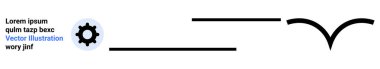 Yer tutucu metnin yanında vites simgesi, kavisli ve soyut bir oku işaret eden ince düz çizgiler. Teknoloji, hareket, iş akışı, yön, minimalizm, iletişim ve basit bir iniş sayfası için ideal