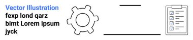 Bir kontrol listesi ile eşleştirilen dişli simgesi iş akışını, verimliliği ve görev yönetimini sembolize eder. İş için ideal, proje planlaması, strateji, işlemler, organizasyon, eğitim için basit iniş sayfası