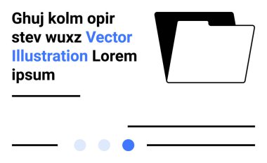 Soyut yer tutucu metnin, yatay çizgilerin ve renk dolu dairelerin yanındaki siyah dosya klasörü. İçerik organizasyonu, eğitim, dijital araçlar, iletişim, kayıtlar, iş akışı için ideal basit