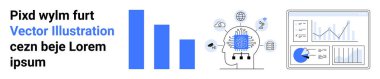 Grafik çubuğu, yapay zeka elementli insan kafası ve çizelgeli bir veri paneli. Yapay zeka teknolojisi, veri işleme, yenilik, analitik, istatistik, araştırma sade iniş sayfası için ideal