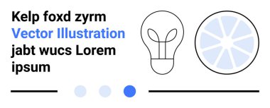 Metin ve ilerleme göstergeleriyle birlikte minimalist tarzda ampul ve dairesel element. Yenilik için ideal, yaratıcılık, eğitim, teknoloji, tasarım, strateji, basit iniş sayfası