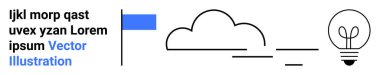Mavi bayrak, bulut ve ampul ana hatları yaratıcılığı, berraklığı ve ilerlemeyi vurguluyor. Yenilik için ideal, beyin fırtınası, üretkenlik, sadelik tasarımı basit markalaşma