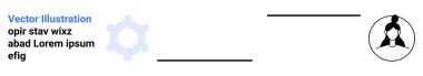 Vites tekeri ve insan ikonu takım çalışması, verimlilik, teknoloji ve iş akışı otomasyonunu vurguluyor. İş stratejisi, takım çalışması, süreç yönetimi, endüstri, liderlik iletişimi için ideal basit