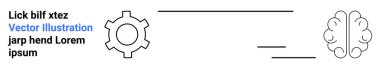 Teknoloji ve yaratıcılık arasındaki işbirliğini simgeleyen yatay çizgilerle sadeleştirilmiş teçhizat ve beyin. Yenilik, mühendislik, tasarım, problem çözme, takım çalışması, hesaplama için ideal