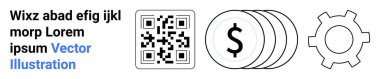 Dolar paralarının yanında QR kodu ve finansal teknolojiyi, dijital işlemleri, sistem entegrasyonunu temsil eden vites ana hatları. Fintech, ödemeler, otomasyon, iş, teknoloji ayarları, uygulama için ideal