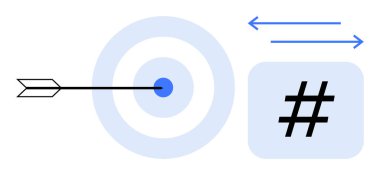 Ok hedef kitlesine meta veri etiketi ve yön oklarıyla vuruyor. Hassasiyet, sosyal medya, hedefleme, başarı, dijital pazarlama, analitik, müşteri odağı, basit iniş sayfası için ideal