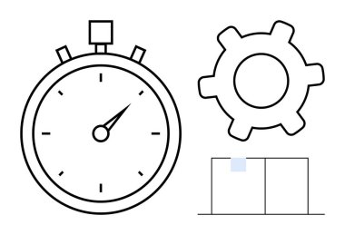 Tam zamanlı kronometre, mekaniği veya iş akışını sembolize eden vites, veri ilerlemesini gösteren bar çizelgesi. Üretkenlik, verimlilik, planlama, iş akışı, proje yönetimi, iş dünyası için ideal